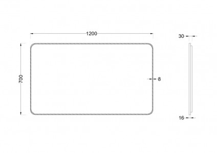 Зеркало Roxen Simon Long 120x70 в черной алюминиевой раме