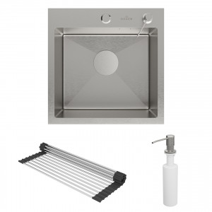 Кухонная мойка Roxen Simple 45 45x45 см с ролл-матом и дозатором