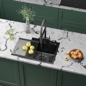 Кухонная мойка Roxen Simple 45 PVD (графит) 45x45 см с ролл-матом и дозатором