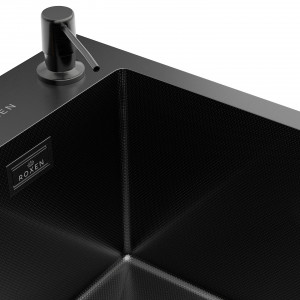 Кухонная мойка Roxen Simple 50х48 PVD зернистый графит 560220-50B-GR с коландером и дозатором