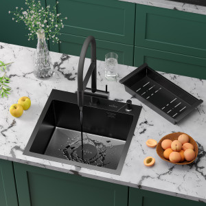 Кухонная мойка Roxen Simple 60х48 PVD зернистый графит 560220-60B-GR