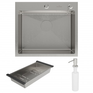 Кухонная мойка Roxen Simple 55 55x48 см с коландером и дозатором