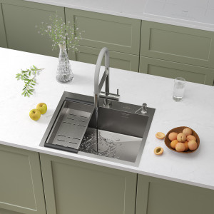 Кухонная мойка Roxen Simple 60 с коландером и дозатором 60x48 см