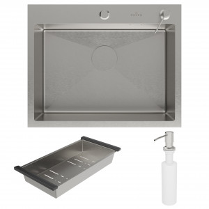 Кухонная мойка Roxen Simple 60 с коландером и дозатором 60x48 см