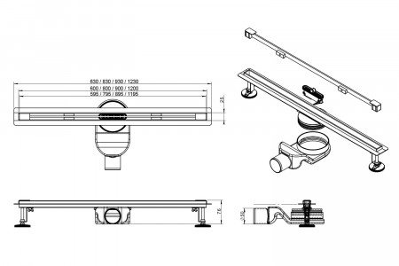 Душевой трап двусторонний Roxen Slim Gold 91060-60GB 60 см матовое золото