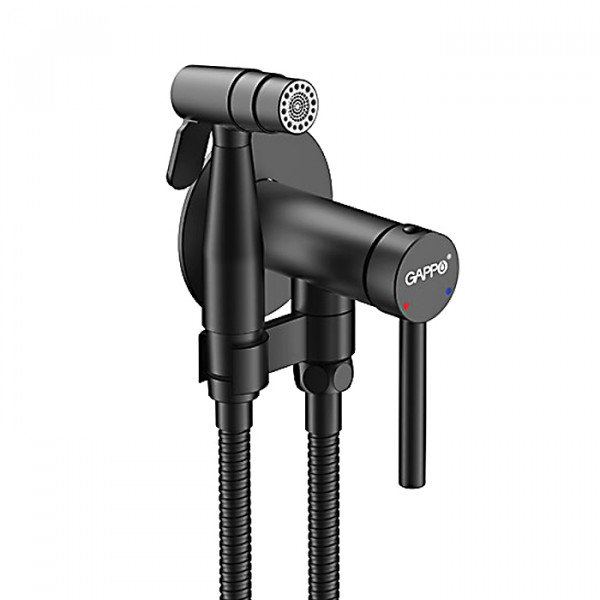 Смеситель с гигиеническим душем Gappo G7206-6 Черный матовый