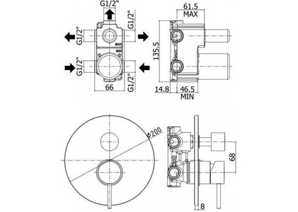 Смеситель для душа Paffoni Light LIG019NO 3 выхода встраиваемый черный матовый