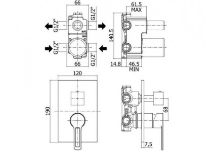 Смеситель для душа Paffoni Light RIN018NO/M черный матовый