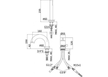 Смеситель на борт ванны Paffoni Light LIG047NO черный