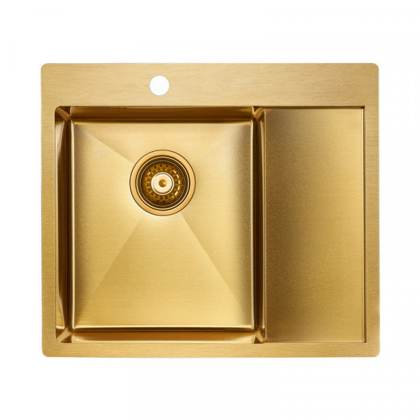 Кухонная мойка Paulmark KRONER 59F PM225951-BGL брашированное золото левая 59х51 см