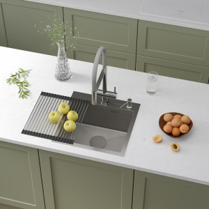 Кухонная мойка Roxen Snake 45 (текстурное покрытие) 45х45 см с ролл-матом и дозатором