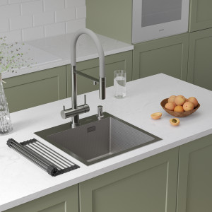 Кухонная мойка Roxen Snake 45 (текстурное покрытие) 45х45 см с ролл-матом и дозатором