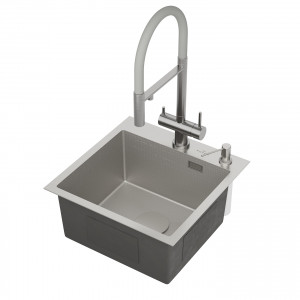 Кухонная мойка Roxen Snake 45 (текстурное покрытие) 45х45 см с ролл-матом и дозатором