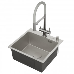 Кухонная мойка Roxen Snake 50 (текстурное покрытие) 50х48 см с коландером и дозатором