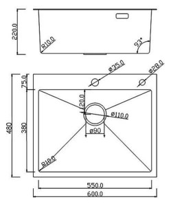 Кухонная мойка Roxen Snake 60 PVD графит 560220-60-BS (текстурное покрытие) 60х48 см с коландером, смесителем и дозатором 560112