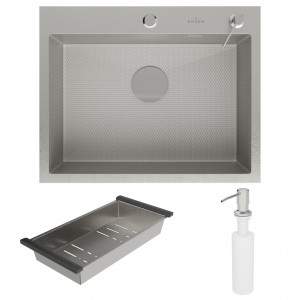 Кухонная мойка Roxen Snake 60 (текстурное покрытие) 60х48 см с коландером и дозатором