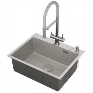 Кухонная мойка Roxen Snake 60 (текстурное покрытие) 60х48 см с коландером и дозатором