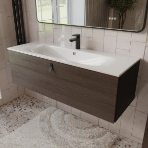 Тумба с раковиной подвесная 120см Terminus Kontur KON101201200001O венге/графит