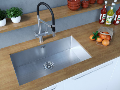 Кухонная мойка Paulmark ALLER 74 UNI PM807444-BS брашированная нержавеющая сталь 74х44 см