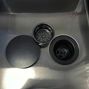 Кухонная мойка Roxen Stage 60 PVD (графит) 60х48 см с держателем для ножей, двумя коландерами, разделочной доской и дозатором