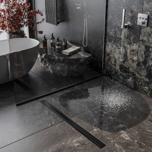 Душевой трап двусторонний Roxen Supra Black 91050-120 120 см черный матовый