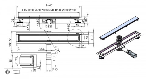 Душевой трап двусторонний Roxen Supra Black 91050-120 120 см черный матовый