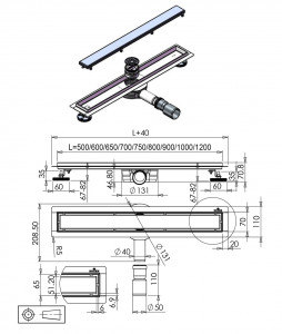 Душевой трап двусторонний Roxen Supra GunMetal 91050-120GM 120 см оружейная сталь