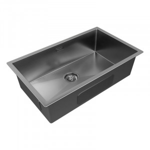 Кухонная мойка Paulmark ALLER 74 UNI PM807444-GM вороненая сталь 74х44 см