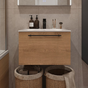 Тумба с раковиной подвесная 60см Terminus Venta VEN10601300001O шпон/дуб