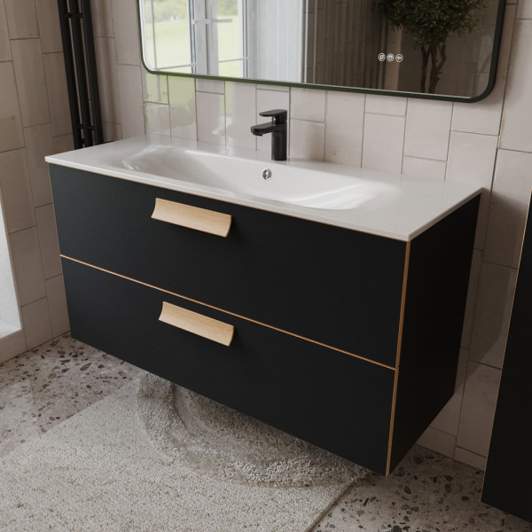 Тумба с раковиной подвесная 120см Terminus Noto NOT101202099901O черный soft touch