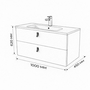 Тумба с раковиной подвесная 100см Terminus Kontur KON101002200001O венге/графит