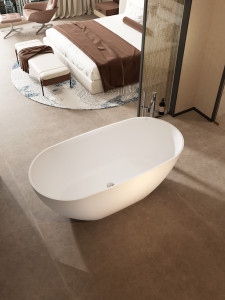 Ванна из искусственного камня Roxen Terra 170х78 Corian Solid Surface + акрил