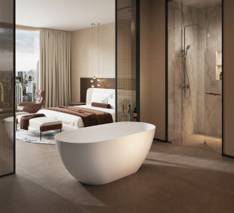 Ванна из искусственного камня Roxen Terra 170х78 Corian Solid Surface + акрил