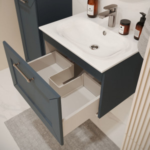 Тумба с раковиной подвесная 60см Terminus Victoria VIC10601703101O серый шёлк