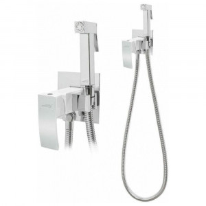 Гигиенический душ со смесителем встраиваемый Hansberge H3077W хром/белый