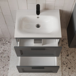 Тумба с раковиной подвесная 60см Terminus Classik CLA10602701601O графит