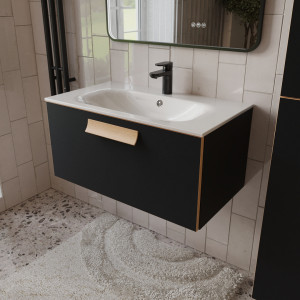 Тумба с раковиной подвесная 80см Terminus Noto NOT10801099901O черный soft touch