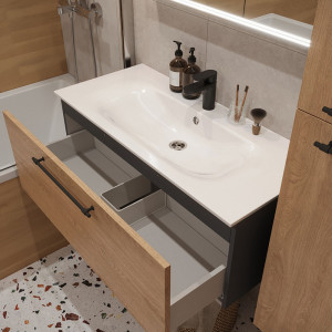 Тумба с раковиной подвесная 100см Terminus Venta VEN101001300001O шпон/дуб