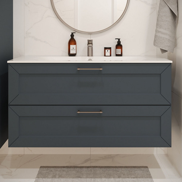 Тумба с раковиной подвесная 120см Terminus Victoria VIC101202703101O серый шёлк