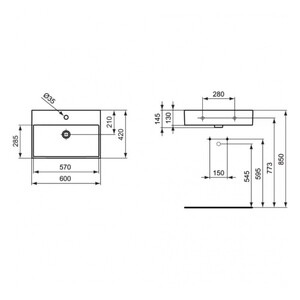 Умывальник Ideal Standard Strada K077801 60х42