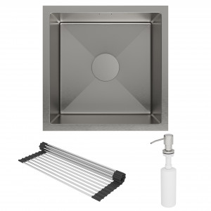 Кухонная мойка Roxen Uno 44 под столешницу 44x44 см с ролл-матом и дозатором