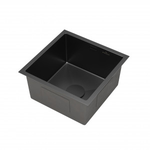 Кухонная мойка Roxen Uno 44 PVD (графит) под столешницу 44x44 см с ролл-матом и дозатором