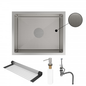 Кухонная мойка Roxen Uno 54х44 зернистый сатин (текстурное покрытие) 560220-54-GR с ролл-матом и дозатором