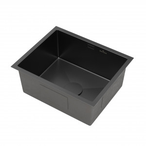 Кухонная мойка Roxen Uno 54 PVD (графит) под столешницу 54x44см с ролл-матом и дозатором