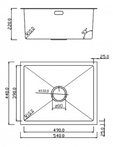 Кухонная мойка Roxen Uno 54х44 PVD графит (текстурное покрытие) 560210-54B-GR