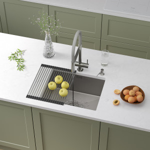 Кухонная мойка Roxen Uno 54 под столешницу 54x44 см с ролл-матом и дозатором (текстура)