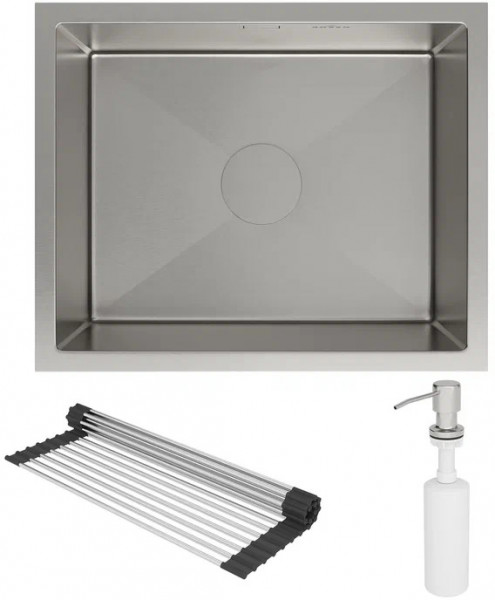 Кухонная мойка Roxen Uno 54 под столешницу 54x44 см с ролл-матом и дозатором
