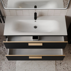 Тумба с раковиной подвесная 120см Terminus Noto NOT101202099901O черный soft touch