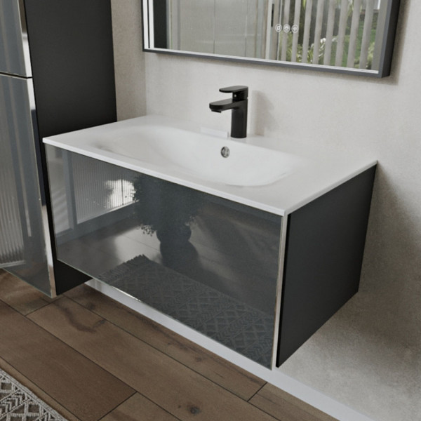 Тумба с раковиной подвесная 80см Terminus Vega VEG10801701601OSL графит