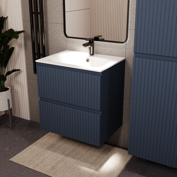 Тумба с раковиной подвесная 60см Terminus Vatikan VAT10602703101O серый шёлк